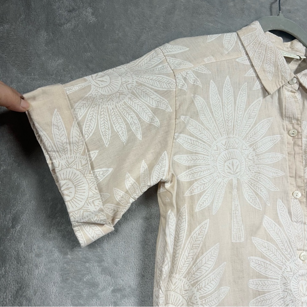 Spartina Kai Linen Shirt & Kade Linen Skirt Callawassie Palmetto Tan Fringe Sz M - Picture 4 of 16